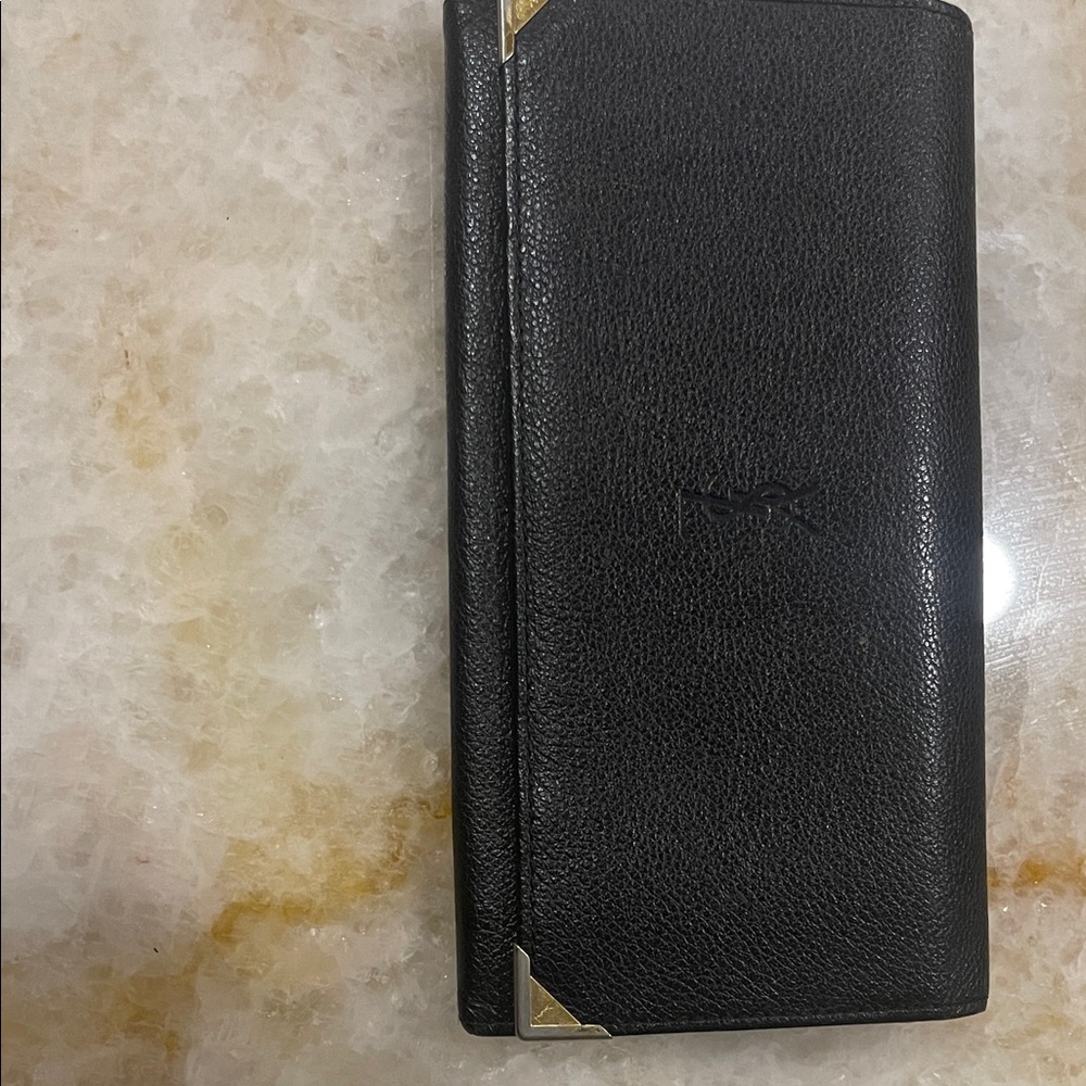 Yves Saint Laurent Black Wallet with Gold Details